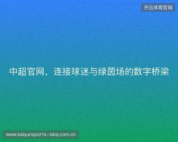 中超官网，连接球迷与绿茵场的数字桥梁